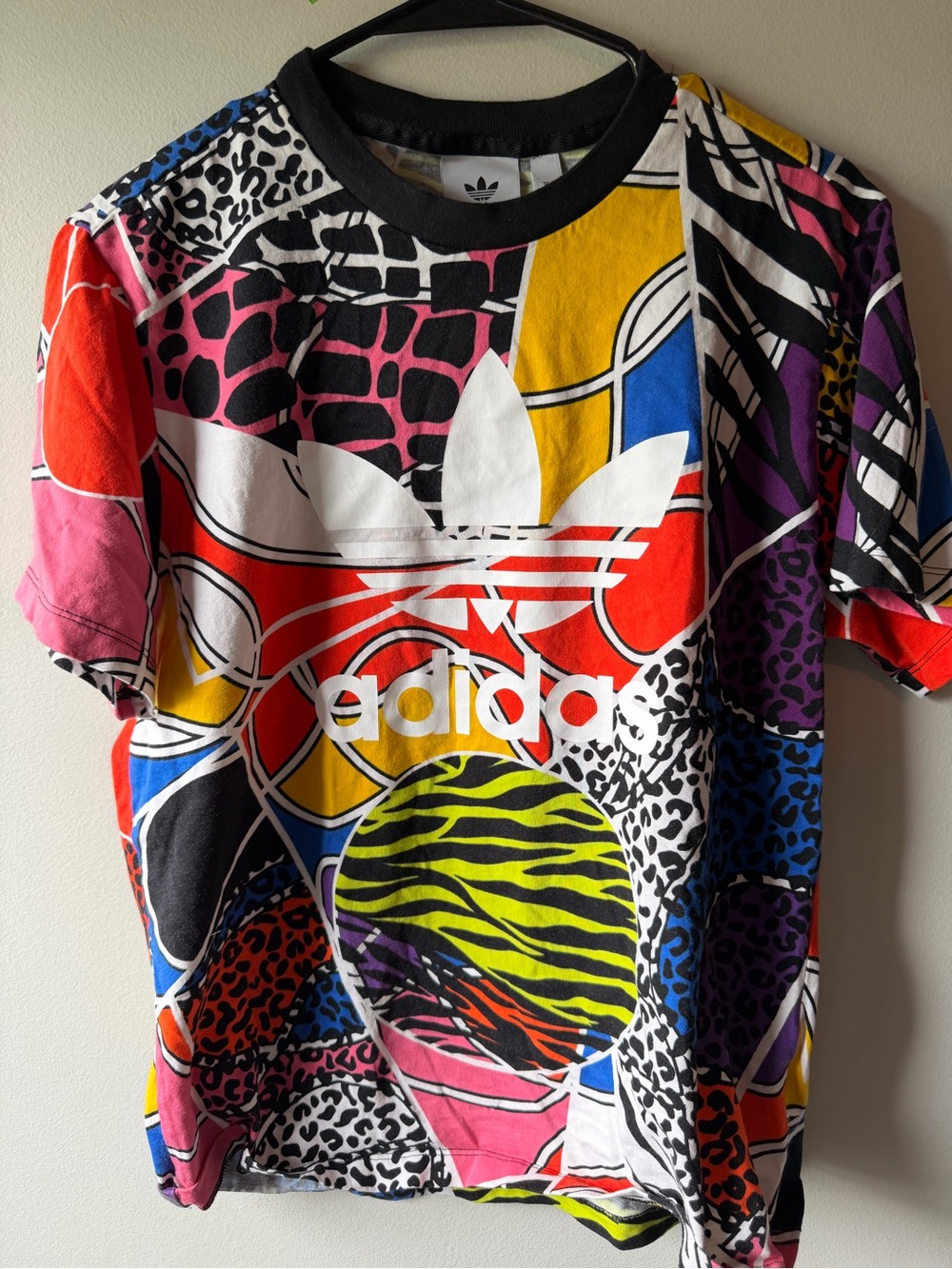 Adidas Black, Yellow, Pink & Blue Graphic Trefoil Tee